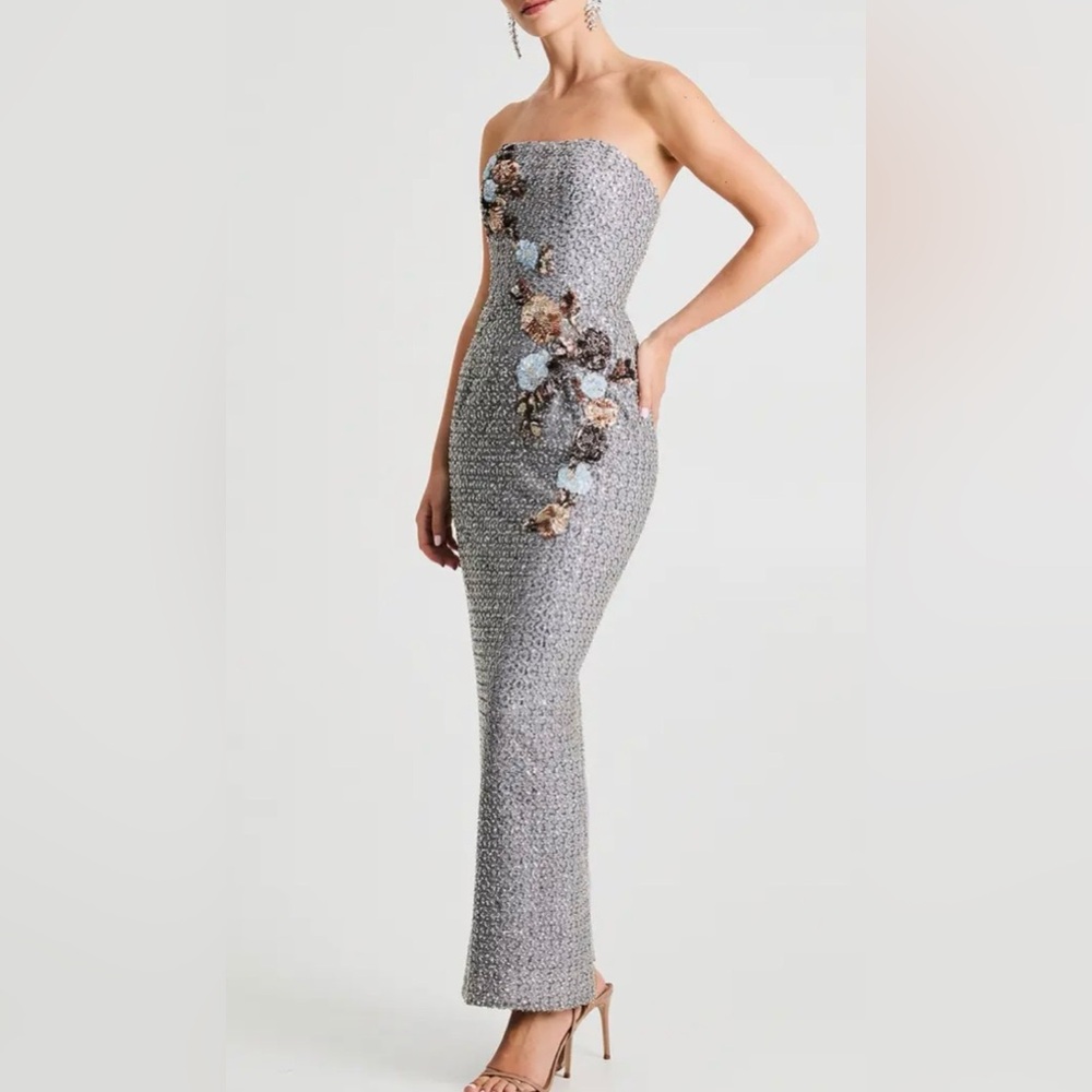 Helsi | Silvia Floral Sequin Strapless Cocktail Dress - Picture 3 of 8